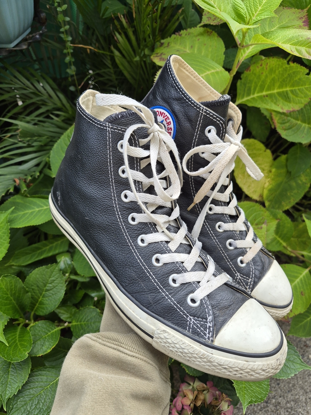 Vintage Converse Men's Black High-Top Leather Sneakers